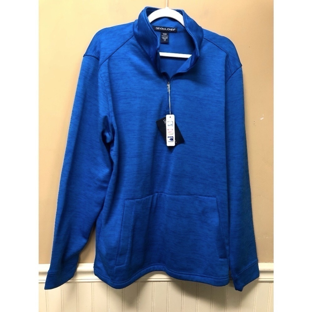 Devon & Jones Mens Blue 1/4 Zip Pullover Sweater Size L NWT